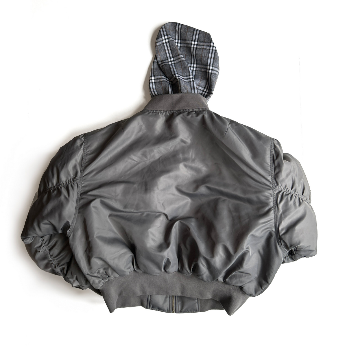 Bomber W Plaid Hood Grey