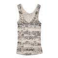 Music Note Print Pointelle Tank Top