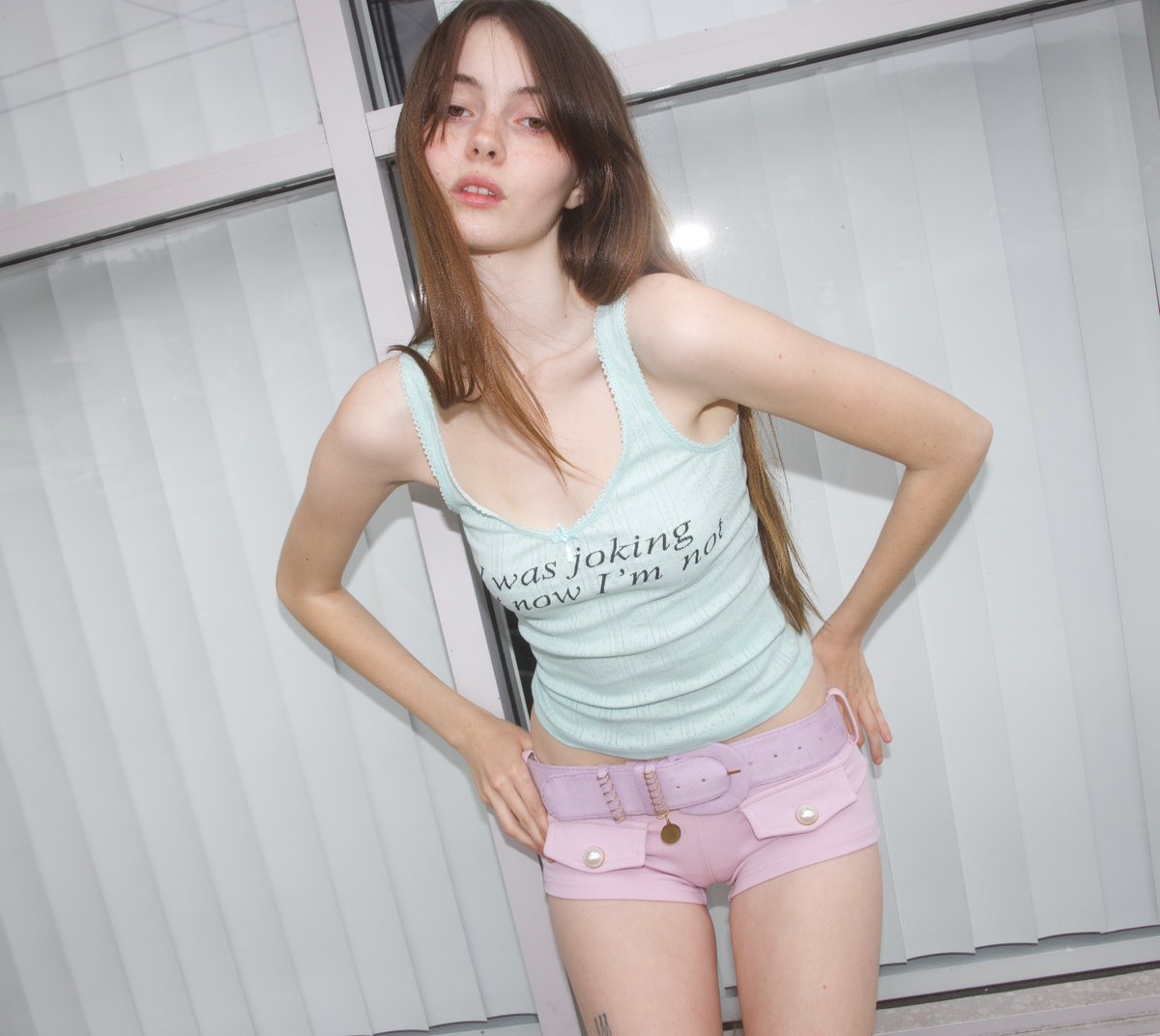 Belted Short Shorts Pink