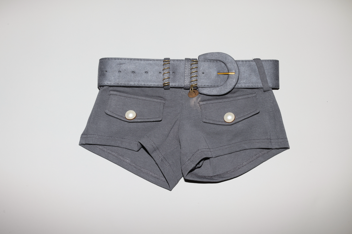 Belted Short Shorts Grey