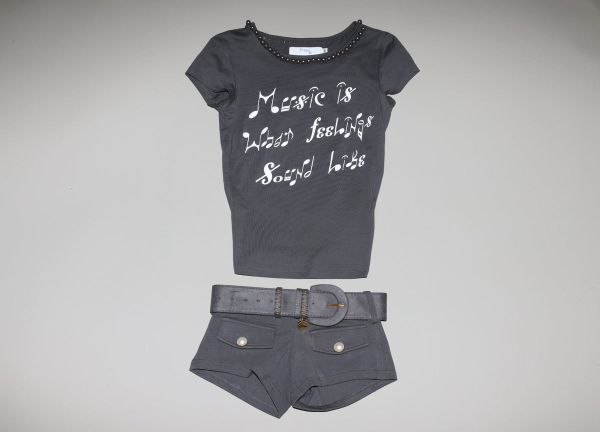 Belted Short Shorts Grey