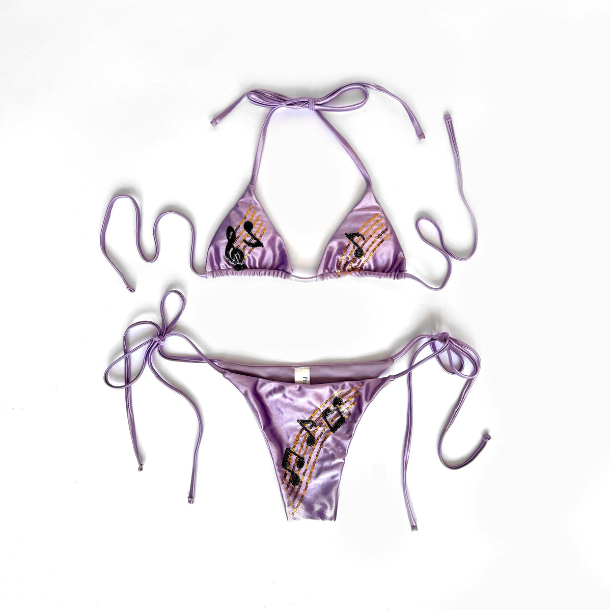 Sequin Music Stripe Bikini Top